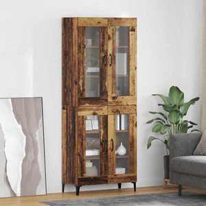 vidaXL Bufet Pe perete Lemn Vechi 69, 5 x 34 x 180 cm Lemn compozit imagine