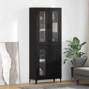 vidaXL Bufet Pe perete Stejar Negru 69, 5 x 34 x 180 cm Lemn compozit imagine