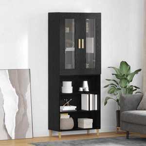 vidaXL Bufet Stejar Negru 69, 5 x 34 x 180 cm imagine