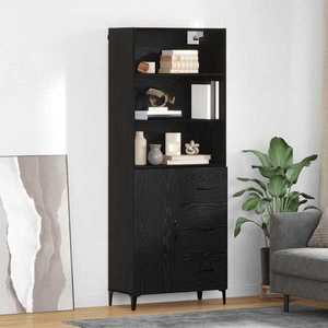 vidaXL Bufet cu sertar Stejar Negru 69, 5 x 34 x 180 cm Lemn compozit imagine