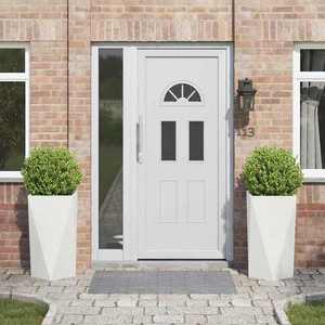 vidaXL Jardinieră 2 pcs Alb 40 x 40 x 75 cm Oțel imagine