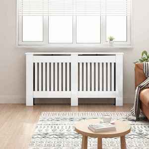 vidaXL Capac pentru radiator Alb lucios 152 x 19 x 81, 5 cm imagine