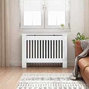 vidaXL Capac pentru radiator Alb lucios 112 x 19 x 81, 5 cm imagine