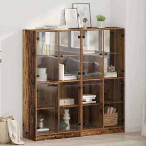 vidaXL Bufet 2 pcs Lemn Vechi 136 x 37 x 142 cm Lemn compozit imagine