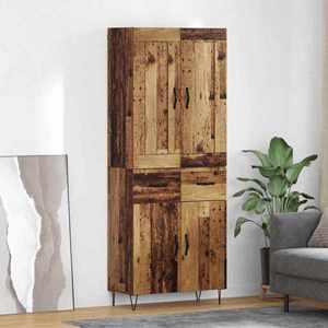 vidaXL Bufet cu sertar Lemn Vechi 69, 5 x 34 x 180 cm Lemn compozit imagine