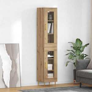 vidaXL Bufet 2 pcs Stejar Artizanal Sticlă imagine