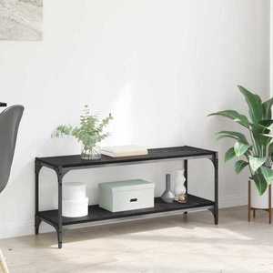 vidaXL Cabinet TV Stejar Negru 100x33x41cm Lemn Ingineresc și Fier imagine