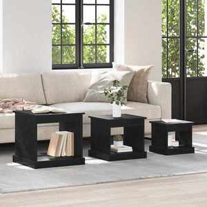 vidaXL Masă de cafea 3 pcs Stejar Negru Lemn compozit imagine