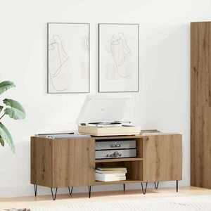vidaXL Dulap pentru discuri de vinil Stejar Artizanal 121 x 38 x 48 cm imagine