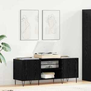 vidaXL Dulap pentru discuri de vinil Stejar Negru 121 x 38 x 48 cm imagine
