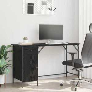 vidaXL Birou de calculator Stejar Negru 131 x 48 x 75 cm Lemn compozit imagine