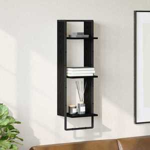 vidaXL Raft de perete Stejar Negru 30 x 25 x 100 cm Lemn compozit imagine