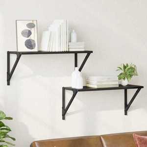 vidaXL Șemele de perete cu raft 2 pcs Stejar Negru 60 x 25 x 25, 5 cm imagine