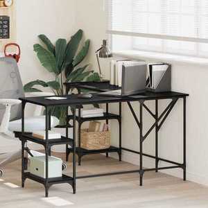 vidaXL Birou Stejar Negru 139 x 139 x 75 cm Lemn compozit imagine