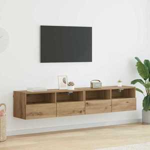 vidaXL Dulapuri pentru TV 2 pcs Stejar Artizanal 80 x 30 x 30 cm imagine