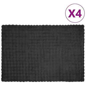 vidaXL Pătură din Blană sintetică de Iepure 4 pcs Gri închis imagine