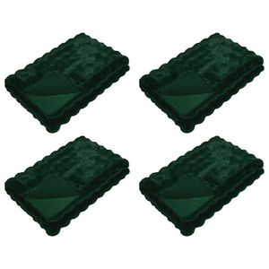 vidaXL Pătură din Blană sintetică de Iepure 4 pcs Verde închis imagine