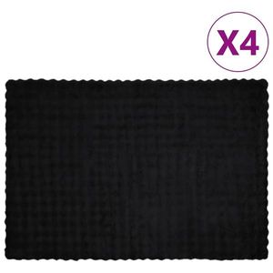 vidaXL Pătură din Blană sintetică de Iepure 4 pcs Negru 150 x 220 cm imagine