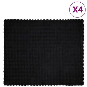 vidaXL Pătură din Blană sintetică de Iepure 4 pcs Negru 220 x 240 cm imagine