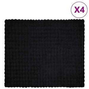 vidaXL Pătură din Blană sintetică de Iepure 4 pcs Negru 240 x 270 cm imagine