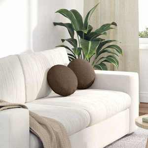 vidaXL Perne de Șezut 2 pcs Maro Ø30 x 13 cm țesătură imagine