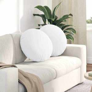 vidaXL Perne de Șezut 2 pcs Alb Ø50 x 19 cm țesătură imagine