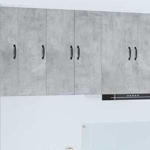 vidaXL Dulap suspendat de bucătărie cu raft cu ușă 2 pcs Gri din beton imagine