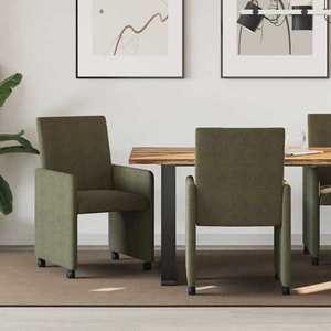 vidaXL Scaune de dining cu roți 2 pcs Verde militar 57 x 66 x 94 cm imagine