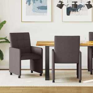 vidaXL Scaune de dining cu roți 2 pcs Maro închis 58 x 65 x 94 cm imagine