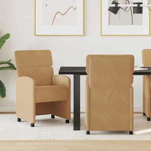 vidaXL Scaune de dining cu roți 2 pcs Maro 58 x 65 x 98 cm Catifea imagine