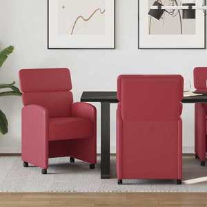 vidaXL Scaune de dining cu roți cu roți 2 pcs bordo 58 x 65 x 98 cm imagine