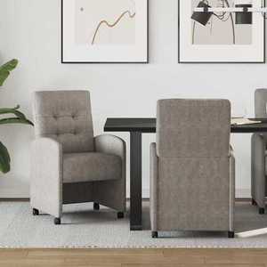 vidaXL Scaune de dining cu roți cu roți 2 pcs Gri 57 x 67 x 98 cm imagine