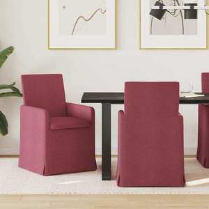 vidaXL Scaune de dining 2 pcs bordo 57 x 67 x 95 cm țesătură imagine