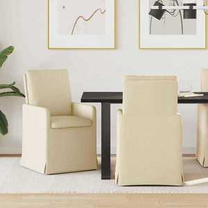 vidaXL Scaune de dining 2 pcs Crem 57 x 67 x 98 cm țesătură imagine
