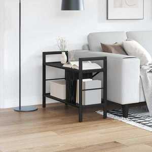 vidaXL Raft pentru cărți Stejar Negru 75 x 30 x 58, 5 cm Lemn compozit imagine