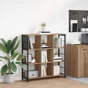 vidaXL Raft pentru cărți Stejar Artizanal 102 x 32 x 104, 5 cm imagine