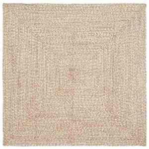 vidaXL Covor Natural și alb 120 x 120 cm Iută imagine