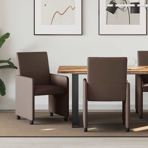 vidaXL Scaune de dining cu roți cu roți 2 pcs Maro 57 x 66 x 94 cm imagine