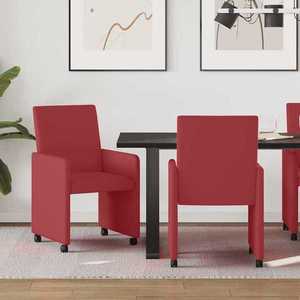 vidaXL Scaune de dining cu roți cu roți 2 pcs bordo 57 x 66 x 94 cm imagine