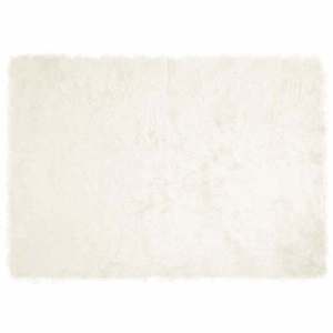 vidaXL Covor din Lână Faux Tafalla Alb 140 x 200 cm Poliester imagine