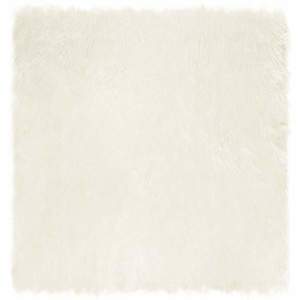 vidaXL Covor din Lână Faux Tafalla Alb 120 x 120 cm Poliester imagine