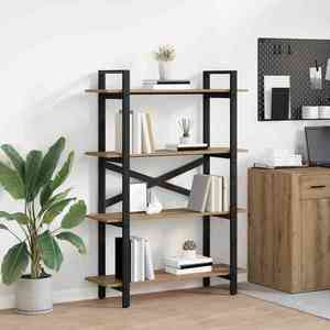 vidaXL Raft pentru cărți Stejar Artizanal 100 x 33, 5 x 140 cm imagine