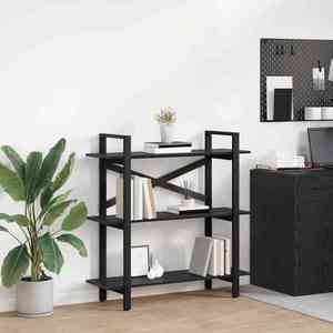 vidaXL Raft pentru cărți Stejar Negru 100 x 33, 5 x 102 cm imagine