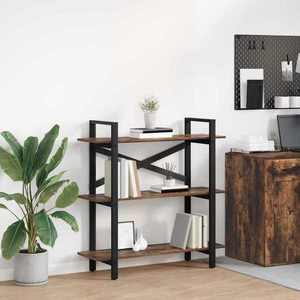 vidaXL Raft pentru cărți Stejar fumuriu 100 x 33, 5 x 102 cm imagine