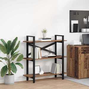 vidaXL Raft pentru cărți Lemn Vechi 100 x 33, 5 x 102 cm Lemn compozit imagine