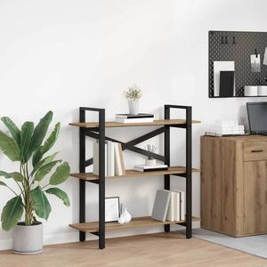 vidaXL Raft pentru cărți Stejar Artizanal 100 x 33, 5 x 102 cm imagine