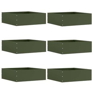 vidaXL Margine pentru gazon 6 pcs Verde măsliniu 40 x 40 x 13 cm Oțel imagine