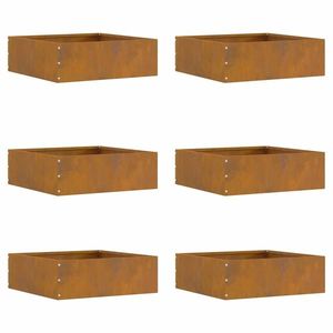 vidaXL Margine pentru gazon 6 pcs Ruginit 40 x 40 x 13 cm imagine