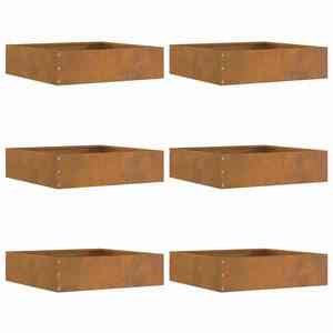 vidaXL Margine pentru gazon 6 pcs Ruginit 50 x 50 x 13 cm imagine