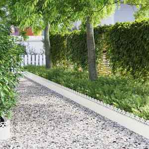 vidaXL Borduri pentru gazon 20 pcs Alb 103 x 0, 05 x 22 cm Oțel imagine